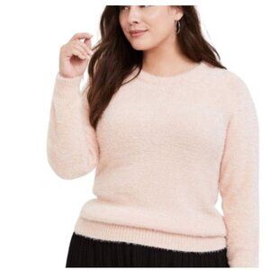 Torrid Womens blush Pink Fluffy Knit Sweater Size 1X Cotton Blend plus